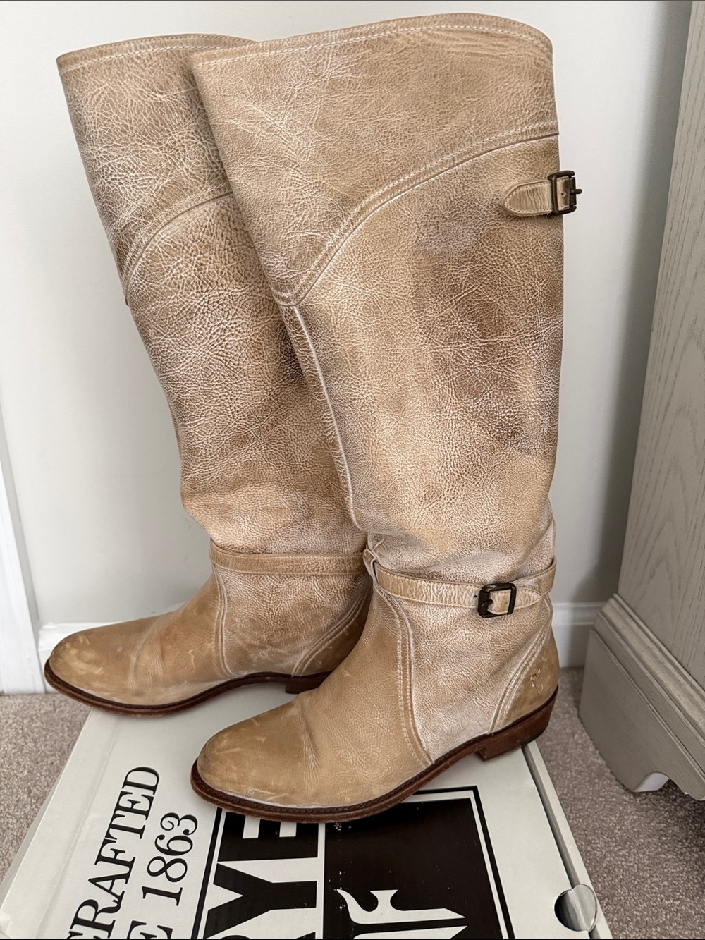 FRYE Dorado Leather Riding Boots - taupe